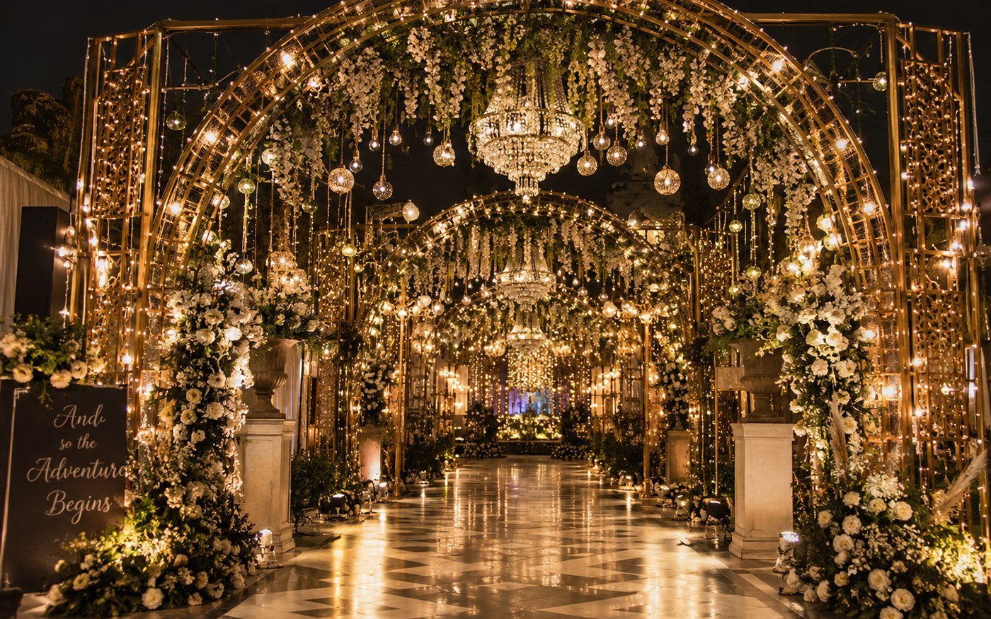Wedding floral and lighting decoration